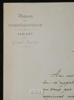 Comte Tascher de La Pagerie Lettre autographe signée à Troplong 1853