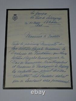 Dame d'honneur, Henriette de Belgique LETTRE AUTOGRAPHE SIGNÉE à 8j de sa mort