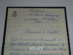 Dame d'honneur, Henriette de Belgique LETTRE AUTOGRAPHE SIGNÉE à 8j de sa mort