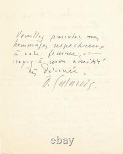 Démétrios GALANIS lettre autographe signée à INGHELBRECHT musique Steinlen 1947