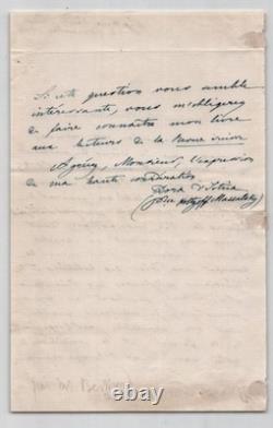 Dora d'Istria Lettre autographe signée Sur son ouvrage Les Femmes en Orient