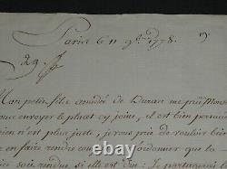 Duc Philippe de Noailles, Lettre autographe signée à Pierre LENOIR, Paris, 1778