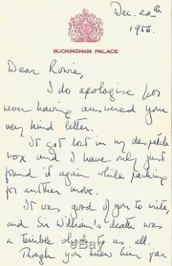 ELIZABETH II Lettre autographe signée. 4 pages. 1956. God save the Queen