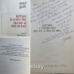 EO Paul Guth Lettres à votre fils tirage de tête envoi autographe signé 1976