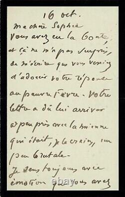 Edgar DEGAS Lettre autographe signée. Sa soeur et l'Argentine