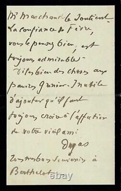 Edgar DEGAS Lettre autographe signée. Sa soeur et l'Argentine