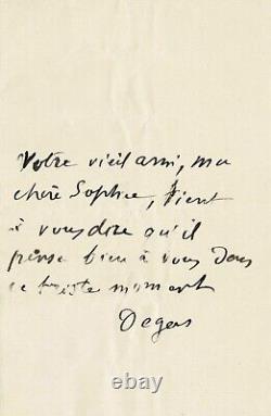 Edgar DEGAS Lettre autographe signée à Sophie Niaudet-Berthelot