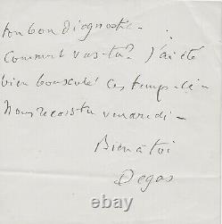Edgar DEGAS Lettre autographe signée impressionisme