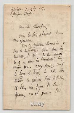 Edgar Quinet et Hermione Quinet Deux lettres autographes signées 1868