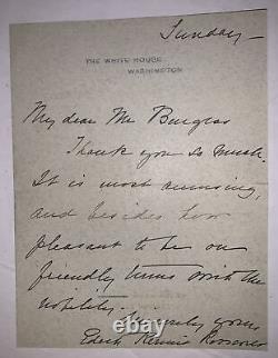 Edith Roosevelt, Signé Lettre, 1908, Femme De President Theodore Roosevelt