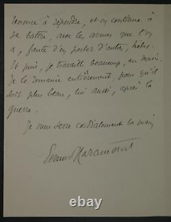 Edmond HARAUCOURT Lettre Autographe Signée on continue à se battre, 1915