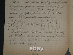 Édouard LUCAS, Mathématicien LETTRE AUTOGRAPHE SIGNÉE PROBLEMES MATHEMATIQUES