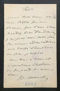 Edouard MANET Lettre autographe signée Chabrier 1881 Autograph letter signed