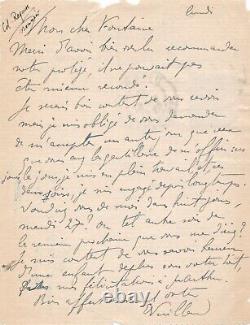 Édouard VUILLARD lettre autographe signée à Arthur FONTAINE