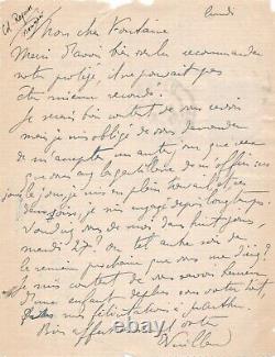 Édouard VUILLARD lettre autographe signée à Arthur FONTAINE