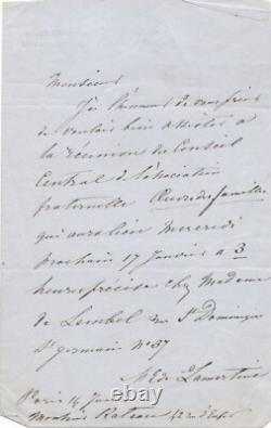 Élisa Marianne de LAMARTINE lettre autographe signée Oeuvres des familles
