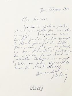 Emil CIORAN Lettre autographe signée à Gabriel Matzneff sur le Suicide. 1977