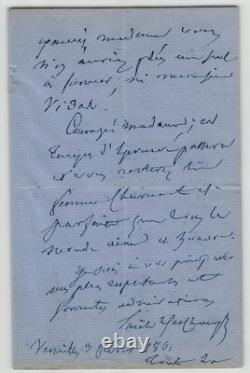 Emile Deschamps Lettre autographe signée, 2 février 1861 à Versailles 4 pages