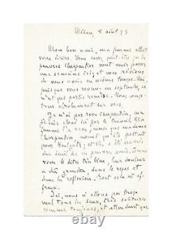 Emile ZOLA / Lettre autographe signée / Bicyclette / Solitude / Les Trois Villes