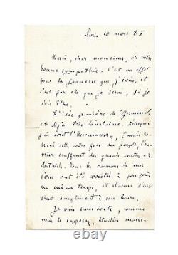 Emile ZOLA / Lettre autographe signée / Germinal / L'Assommoir / L'Ouvre / 1885