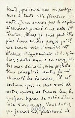 Émile ZOLA Lettre autographe signée. L'Exil, Dreyfus et la littérature. 1899