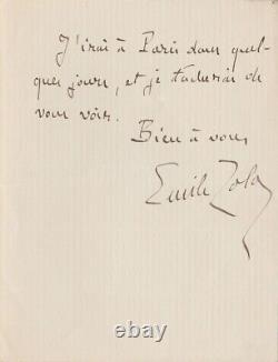 Émile ZOLA Lettre autographe signée à Georges CHARPENTIER