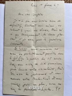 Emile ZOLA, Lettre autographe signée à son éditeur Ziegler TERRE NOUVEAU ROMAN