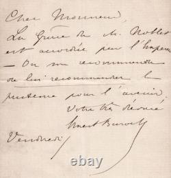 Ernest Baroche Lettre autographe signée Grâce impériale accordée XIXème