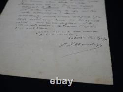 Ernest D'HERVILLY lettre autographe signée Joseph Affagard, les Baisers