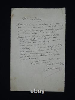 Ernest D'HERVILLY lettre autographe signée Joseph Affagard, les Baisers