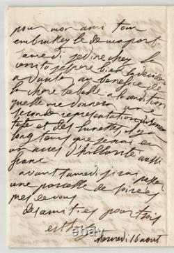 Esther Guimont Lettre autographe signée Courtisane Guizot, Hugo. 1854