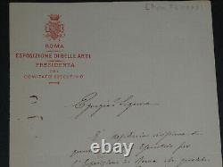 Ettore Ferrari Sculpteur -RARE Lettre autographe signée à Carolina Luccardi 1883