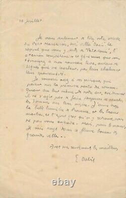Eugène DABIT belle lettre sur la misère autograp signée sur Villa Oasis