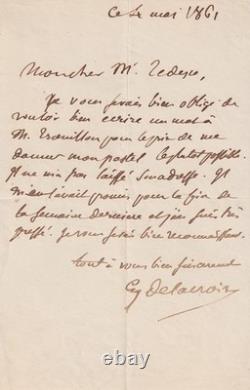 Eugène DELACROIX Lettre autographe signée Dernières années 1861