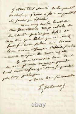 Eugène DELACROIX Lettre autographe signée. La liberté guidant le peuple