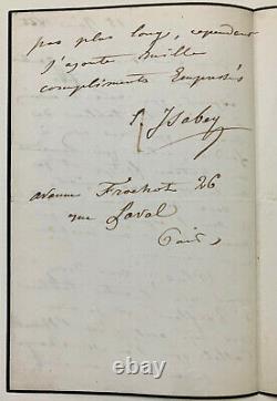 Eugène ISABEY Lettre autographe signée à propos d'une marine
