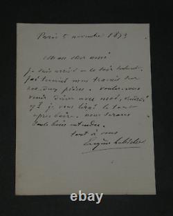 Eugène LABICHE LETTRE AUTOGRAPHE SIGNÉE À Philippe GILLE du FIGARO 1873