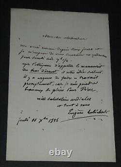 Eugène LABICHE Lettre autographe signée à Hippolyte LEROUX Au bras d'Ernest