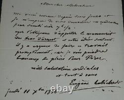 Eugène LABICHE Lettre autographe signée à Hippolyte LEROUX Au bras d'Ernest