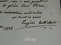 Eugène LABICHE Lettre autographe signée à Hippolyte LEROUX Au bras d'Ernest