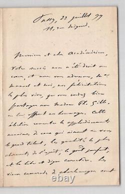 Eugène Manuel DEUX LETTRES AUTOGRAPHES SIGNÉES À Philippe Gille 1888 & 1899