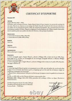 Eugène Manuel DEUX LETTRES AUTOGRAPHES SIGNÉES À Philippe Gille 1888 & 1899