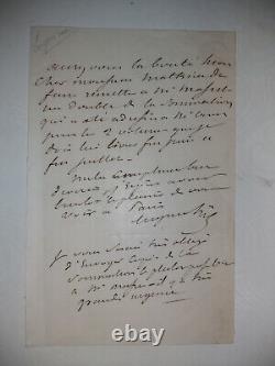 Eugène Sue Lettre autographe signée 12 juillet 1847