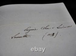 Eugène Sue Lettre autographe signée à Léonce de Lamothe 1857