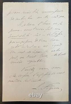 FIGUIER, Louis. Lettre Autographe Signée. 1878
