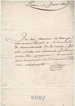 FOUCHÉ (Joseph), Duc d'Otrante. Lettre autographe signée. Voux 10 janvier 1810