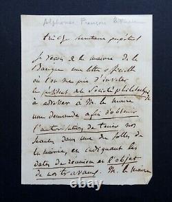 FRANCOIS Alphonse LETTRE AUTOGRAPHE SIGNÉE, SOCIÉTÉ PHILOTECHNIQUE 1868