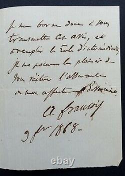 FRANCOIS Alphonse LETTRE AUTOGRAPHE SIGNÉE, SOCIÉTÉ PHILOTECHNIQUE 1868