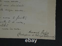 Fabrizio COLAMUSSI LETTRE AUTOGRAPHE SIGNÉE À Armand GODOY & Poème 1929