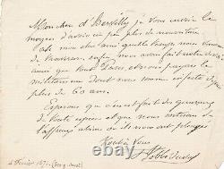 Félix JOBBÉ DUVAL peintre belle lettre autographe signée sur la Commune guerre